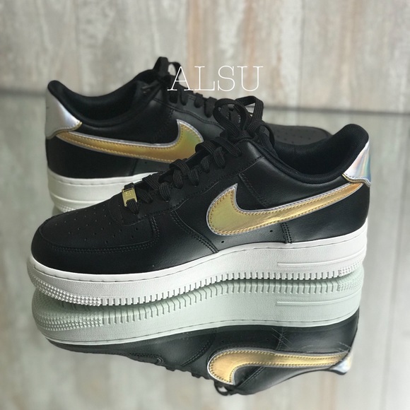 Nike Air Force 1’07 MTLC Black Platinum Women’s Sneakers AUTHENTIC AR0642 002 - Picture 7 of 9